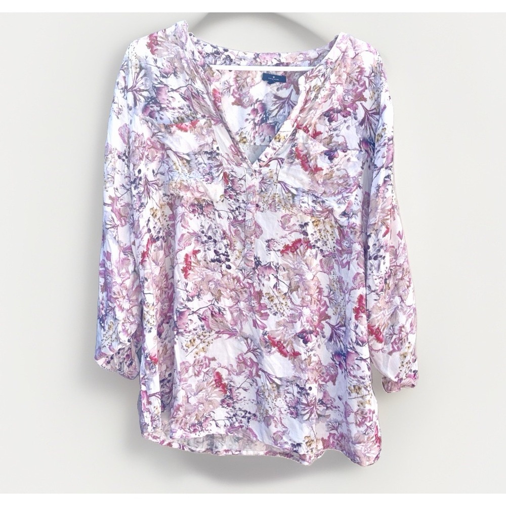 Tom Tailor Soft Women's Bohemian Tunic Flowy Romantic Shirt Tip Size 44 2XL